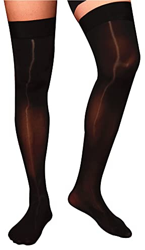 MSemis Herren Transparente Strumpfhose Ultradünne Nahtlose Leggings Glänzende Pantyhose Männer Unterhose lang Unterwäsche A Schwarz Einheitsgröße