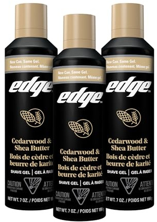 Edge Shave Gel for Men, Cedarwood & Shea Butter, 7oz (3 Pack) - Shaving Gel For Men That Moisturizes, Protects and Soothes To Help Reduce Skin Irritation (Packaging May Vary)