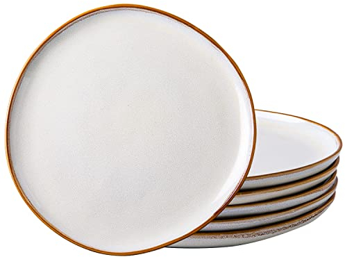 AmorArc Ceramic Dinner Plates Set of 6, 10.5 Inch Stoneware Plates Set