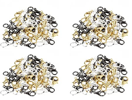 Mengmen 240 Piezas Corchetes Pinza de Langosta de Mezcla para Fabricacion de 12mm Plata Negro