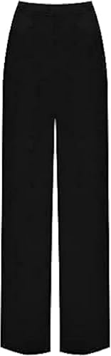 BOOM Prime Palazzo - Pantalones Holgados de Pierna Ancha para Mujer, Talla Grande, elásticos, Lisos, (Negro, 52-54)