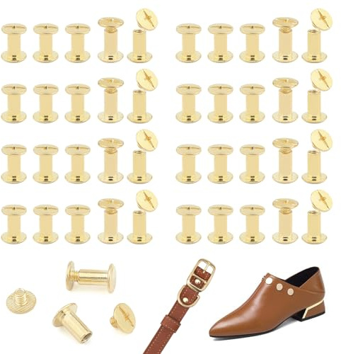 JJWNMLL 80 Sets Chicago Screw Posts M5*10mm, Rivet Binding Screws Gold | Metal Chicago Rivet Replacement Repair for Bags, Collar, Harness, Luggage, Purse, Dog Lead, Backpack, Belt