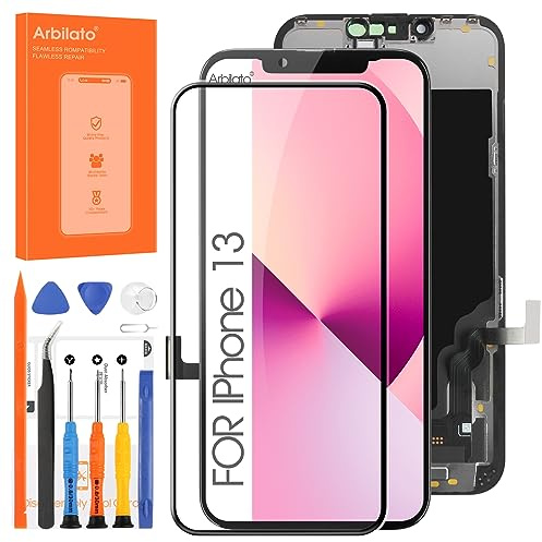 Pantalla para iPhone 13 Completo LCD Replacer, Pantalla iPhone 13 6.1'' A2633 A2482 A2631 A2634 A2635 Táctil 3D Digitalizador Montaje Completo Marco Impermeable Pegatina+Protector de Pantalla Templado