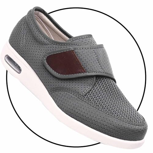 Möge Chausson Fermeture Scratch Chaussures de Course Homme Slip on Baskets sans Lacets Baskets Fitness Running Chaussures de Respirante Sport Chaussures(Gray,40.5 EU)