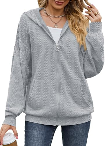 PANOZON Donna Felpa con Cappuccio Manica Lunga Zip Solido Classica Maglia Giacca Casual Hoodie Oversize Top