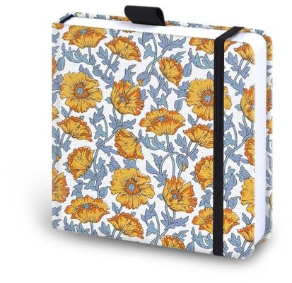 Mifuner Square 5.1x 5.1 165gsm Colored Pencil Paint Journal Hardbound 128pgs (64Sheets Front Back Cold Pressed) Travel for Colored Pencil Sketch Handmade Cloth Cover Notebook Chrysanthemum