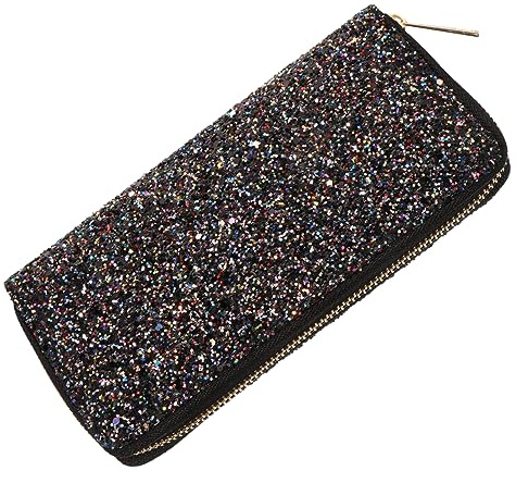 ROMISBABA Kreative Damen Geldbörse mit Reißverschluss Glänzende Handtasche aus Pu und Polyester Schmal und Praktisch für Viele Gelegenheiten