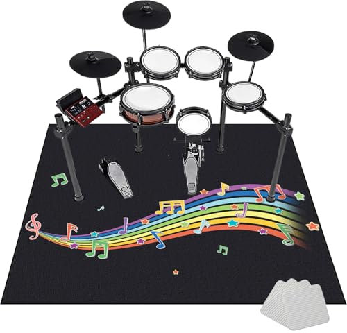 140 x 120 cm Trommel Teppiche Drum Teppich | Schallschutz Teppichmatte | Drum Rug rutschfeste Drum Matte für Akustik Schlagzeug Drum Kits Bass Drum Elektronisch Snare Klavier Musikinstrumente Teppich