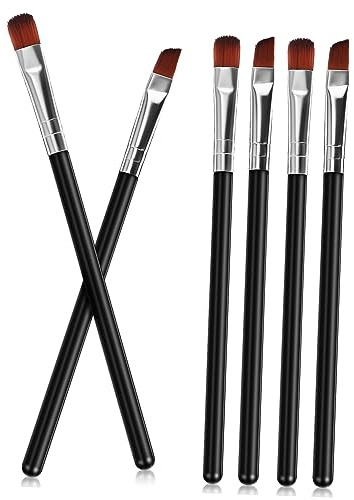 DRESSOOS 6 Piezas Pinceles Para Cejas De Pincel De Ángulo Inclinado Pincel De Ángulo Plano Herramienta De Maquillaje Para Cejas y Herramienta De Belleza Para Pestañas Casa o Salón