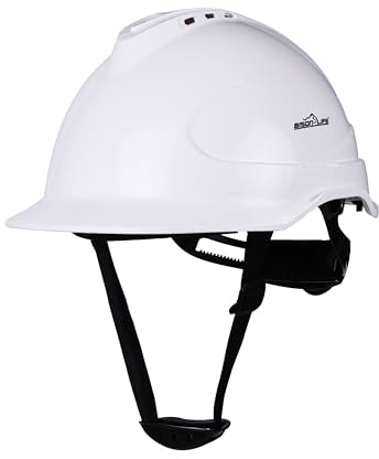 Bison Life TorShell ABS Vented Safety Helmet – White, Breathable Hard Hat with Nylon Harness & Ratchet Fit, Lightweight Head Protection for Construction, Mining & Maintenance