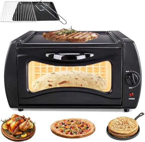 MJMLUCK Forno Tandoori Elettrico, Macchina per Pizza 2 in 1 da 15 Litri, Mini Forno Tandoori da 2100 W, Controllo della Temperatura da 50 °C a 450 °C, per arrostire, cuocere e Grigliare
