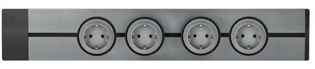 MASTERLED [Garantía Europea] Carril Enchufe Pared, hasta 7 Tomas, Regleta Lineal, raíl Modular, conexión Deslizante, Riel eléctrico, Power Strip, 50cm (4 schuko)
