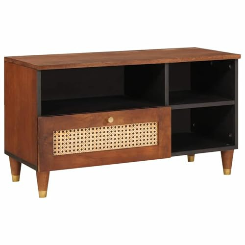 Swpsd Media Storage Cabinets & Racks Brown Cane and solid mango wood Media Storage Unit Model4018897