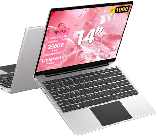 bvate PC Portatile 14 Win 11 Notebook 256 GB ROM Supporta l'espansione SSD 1TB 6GB RAM 2.4G+5G WiFi 1080 FHD BT4.2 USB HDMI con mouse senza fili & adesivi per tastiera Italiana-Silver-FXJ