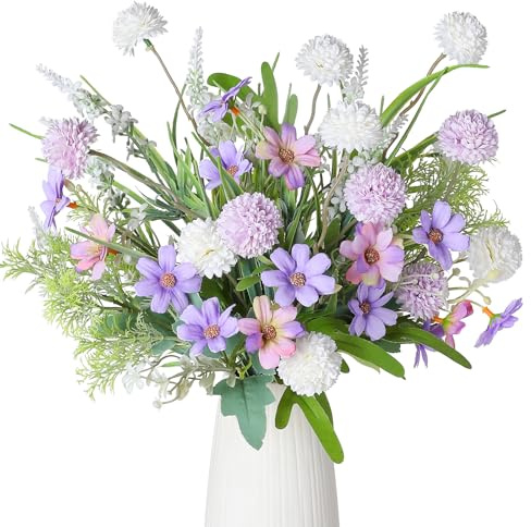 Veryhome Kunstblumen wie Echt Künstliche Blumen Blumenstrauß Künstlich Hortensien Seidenblumen Fake Blumen Frühling Pflanzen für DIY Garten Zimmer Tisch Hochzeit（10 stück）
