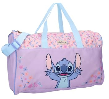 mybagstory Sportväska för flickor – Disney Stitch resväska – barn – skola – dagis – dagis – primär – flickväska – storlek 40 cm – justerbar rem – presentidé – rosa/lila