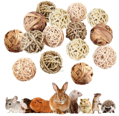 15 Pièces Jouets À Mâcher Pour Petits Animaux, Boules D'herbe À Mâcher, Balles À Mâcher Jouets Mâcher Jouet À Mâcher Jouet Lapin Balles De Jeu Pour Lapins Hamsters Chinchillas Cochons D'Inde Gerbille