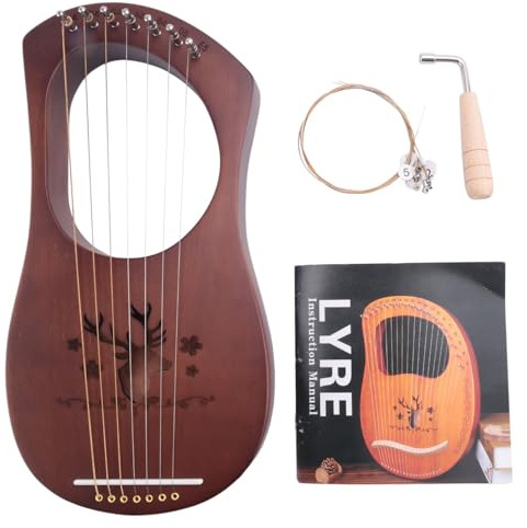 Iegefirm 7-String Lyre Harp Mahogany Solid Wooden Metal Strings Stringed Instruments