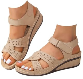 Femmes Sandales Orthopédique D'été Sandales de Marche Orthopédique Plateforme Chaussures Antidérapantes Confortables Respirantes Bohême Bout Ouvert Sandale avec Talon Bloc Chaussures de Plage