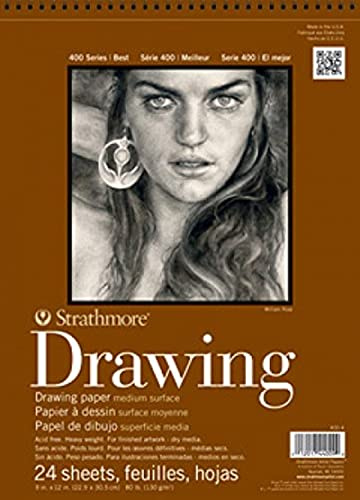 Pro-Art Strathmore Medium Drawing Spiral Paper Pad 8-inch x 10-inch, 24 Sheets