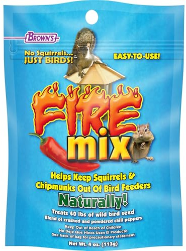 F.M. Browns Fire Mix with Chili Pepper. Wild Bird Feeder Squirrel and Chipmunk Deterrant. 4oz.