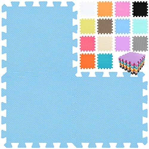 qqpp EVA Rubber 18 Tiles Interlocking Puzzle Foam Floor Mats - Baby Play Mat for Playing | Exercise Mat for Home Workout. Blue. QC-Gb18N