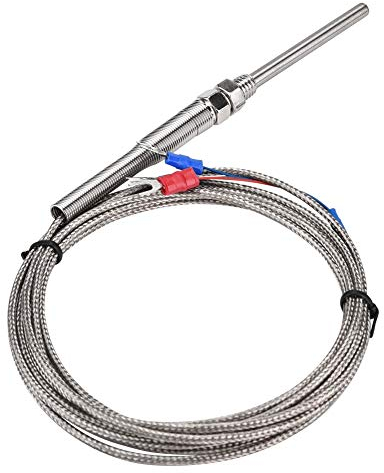Nimoa PT100 Thermoelement, Universal-Gas-Thermoelement-Set, M8 Gewinde Platin Widerstandsthermoelement 50 mm Sonden Temperatursensorleitung 0-400 ℃ (3M)
