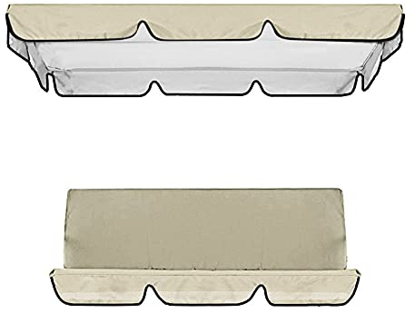 Ersatzdach Gartenschaukel Bezug, Polsterauflage Hollywoodschaukel Auflage Loft Rücken Kissen, Bezug Sonnendach Schaukel Dach (Beige)