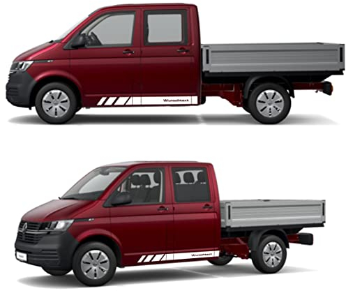 Seitenstreifen Aufkleber mit WUNSCHTEXT passend für VW Pritsche Doppelkabine