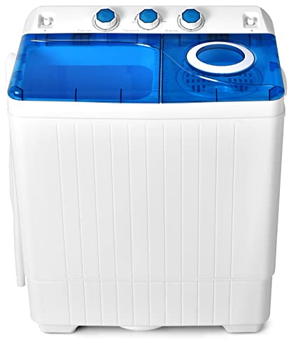 TANGZON Twin Tub Washing Machine, 8.5/6/4.5KG Portable Washer and Spin Dryer Combo with Timer Control, Compact Washers for Camping Dorms Apartments RVs (Blue, 6.5KG Washing 2KG Drying)