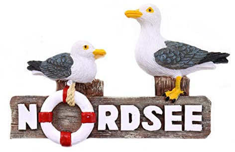 Nordsee Magnet Möwe Rettungsring Holzpfahl Poly Souvenir Germany