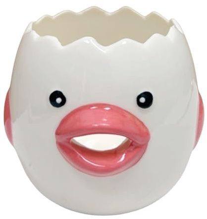 LuoCoCo Cute Egg Separator, Ceramics Vomiting Chicken Egg Yolk White Separator, Practical Household Small Egg Filter Splitter, Kitchen Gadget Baking Assistant Tool, Dishwasher Safe (Pink)