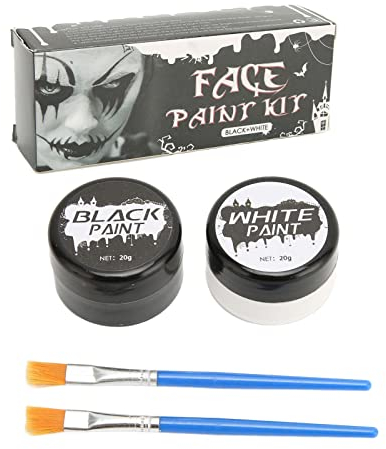 Halloween-Gesichtsfarbe, Schwarz-weißes Skelett-Make-up-Set, Gesichtsbemalung, Totenkopf-Skelett, Gesichtsbemalung für Cosplay, Joker, Zombie, Halloween