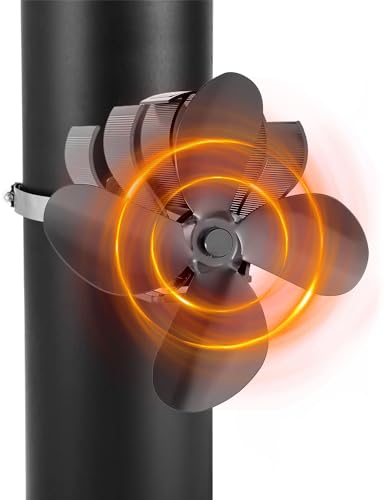 E-SMARTER Kaminventilator, 4-Flügel-Kaminventilator ohne Strom, leiser Kaminventilator für Kamin/Ofen/Holz/Ofenrohr, umweltfreundlich und energiesparend, Klemmventilator ohne Strom