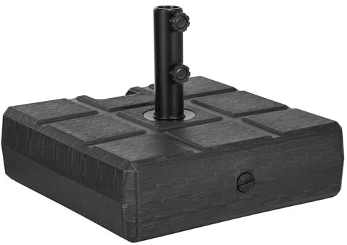 Outsunny Pied de Parasol carré Base de Parasol en HDPE remplir de Sable ou d'eau pour mât Ø 32, 38 et 48 mm - dim. 49L x 49l x 36,5H cm Noir