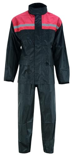 WMW WALI MOTO WEAR Motorrad Regenkombi Herren Damen Wasserdicht-Regenjacke Verschleißfest, 2-teiliges Set mit Jacke und Hose.Regen wasserdicht kombi (RED, 2XL)