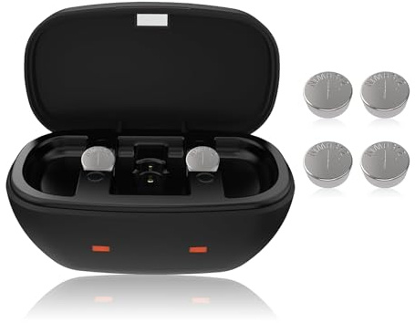 Rechargeable Hearing Aid Batteries and Battery Charger, Hearing Aid Charger Travel Case with 6 Pack 312 Batteries (Charger + 6 Pack 312 Batteries)