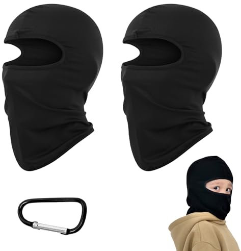 Bavooty Sturmhaube Kinder,Kinder Sturmhaube,Sturmhaube Motorrad,Sturmhaube Schwarz,Helm mütze Kinder,Winddicht Gesichtsmaske Skimaske Sturmmaske für Jungen Mädchen, Einheitsgröße,Schwarz 2 Pcs