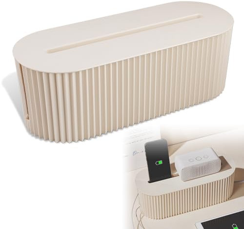 Kabelbox, Steckdosenbox Mit Deckel, Kabelmanagement Box Kabel Organizer Box 33cm x 13cm x 11cm, Kabel Aufbewahrungsbox Kabel Box Aufbewahrung, zum Verstecken und Organisieren von Kabeln, Weiß