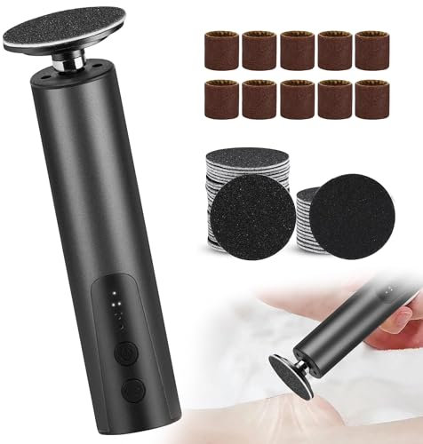 Electric Foot File Hard Skin Remover: Electric Callus Remover 6 Speed Adjustable Foot Sander with 30pcs Replacement Sandpaper Discs & Ring for Hard Dead Cracked Skin Polish Nails