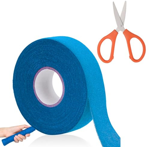 QEEROYO Hockey Tape, Adhesive Hockey Stick Tape, Self-Adehesive Grip Tape, Anti Slip Hockey Stick Tape, Sweat Absorbent Grip Cloth Tape, for Hockey, Squash Racket, Badminton Grip,Skipping Rope, Blue