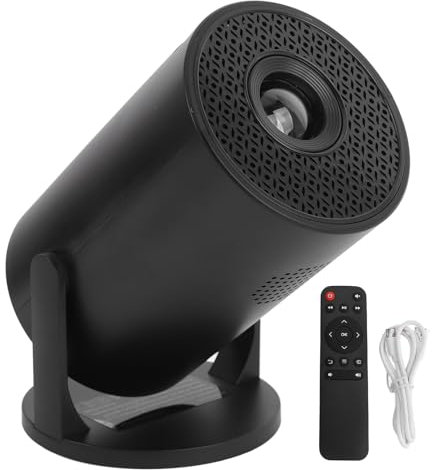 Proyector Inteligente con BT, Proyector Pequeño Inalámbrico 1080P, Ajustable 270°, Conector de Audio de 3,5 Mm, Proyector de Películas de Video Portátil para Computadora