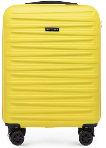 WITTCHEN Skyspeed Line Kabinenkoffer Kleines Kabinengepäck ABS Hartschalenkoffer Reisekoffer Rollkoffer Kleiner Koffer Trolley Kombinationsschloss Teleskopgriff Gelb Lufthansa/Eurowings/Ryanair/Condor