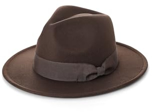 BABEYOND 1920s Fedora Hat for Men Gatsby Wide Brim Fedora Hat Panama Cap with Band for Women Men Coffee