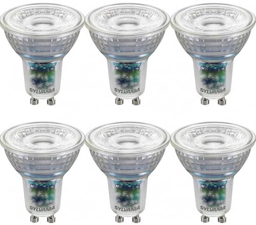 SYLVANIA RefLED Platinum GU10 LED-ljuskälla, dimbar, 2,2 W, 350 lumen, ultraeffektiv energiklass B, ultralång livslängd 50 000 timmar, varmvit 3000 K – 6-pack