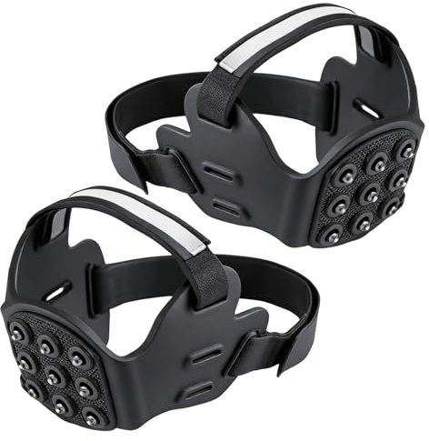 Shoe Spikes - Ice Cleats Traction Aids | 1 Pair 9 Teeth Anti Slip Grips with Reflective Straps, Snow Hiking Crampons for Boots Walking Mountaineering Fishing Running Commuting