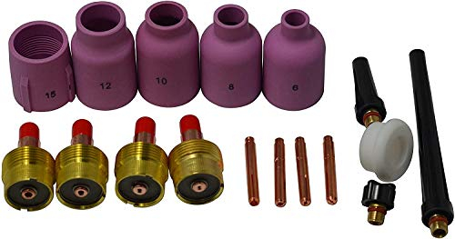RIVERWELD Corps de Collet pour Diffuseur de Gaz TIG 45V 13N Jumbo Grand Diamètre Buses en Alumine Coupes en Céramique 57N 53N Isolantes 54N63-20 pour SR WP 9 20 25 Torche de Soudage TIG 17pcs