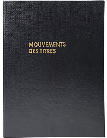 Exacompta - Réf. 591E - 1 classeur juridique noir MOUVEMENTS DE TITRES - livré avec recharge 50 feuilles imprimées Mouvements des titres+ 50 feuilles imprimées comptes individuels d'actionnaires