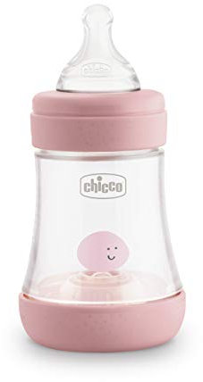 Chicco PERFECT 5 Anti-Kolik 150 ml Babyfläschchen, Baby Flasche für Neugeborene mit Langsamen Fluss 0+ Monate mit Weichem Silikon-Sauger, 150 ml Biofunktionale Babyflasche mit Intui-Flow System, Pink