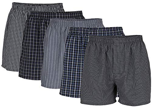 Gildan Men's Woven Boxers, Multipack Shorts, Black Stripe Assorted (5-Pack), XL (Pack of 5)